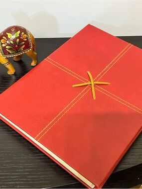 🛍️5 FOR $20 🛍️ Red Leather Journal Notebook w. Decorative Stitching